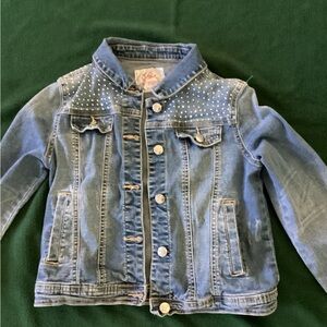 Blue Denim Jacket For Kids with Studded Accents